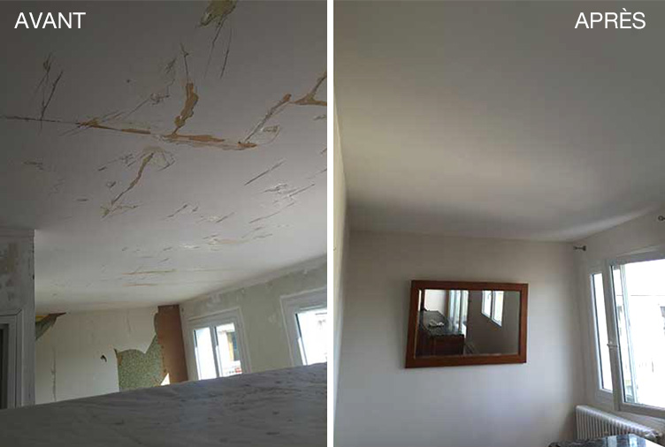 peinture plafond avant après